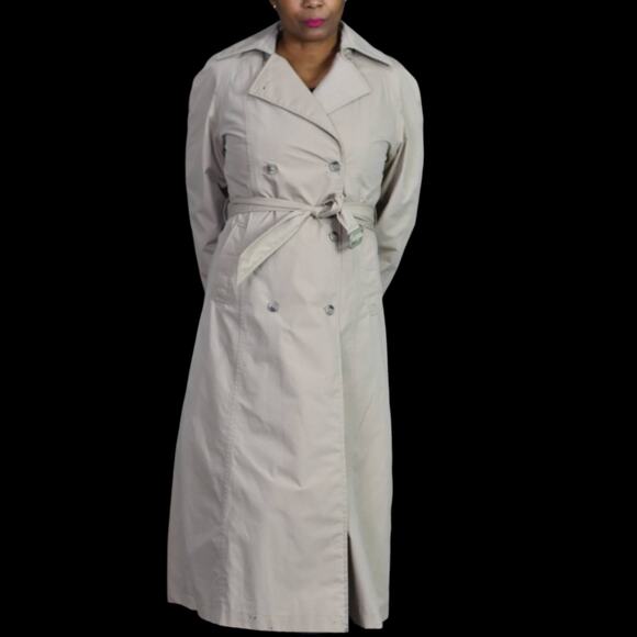 Vintage Orvis Trench Coat Khaki Tan All Weather Removable Liner Belted Size 6 - Picture 10 of 16